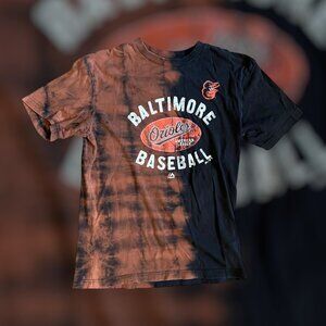 2010's Small Majestic Baltimore Orioles graphic 50/50 reverse dye shirt upcycled